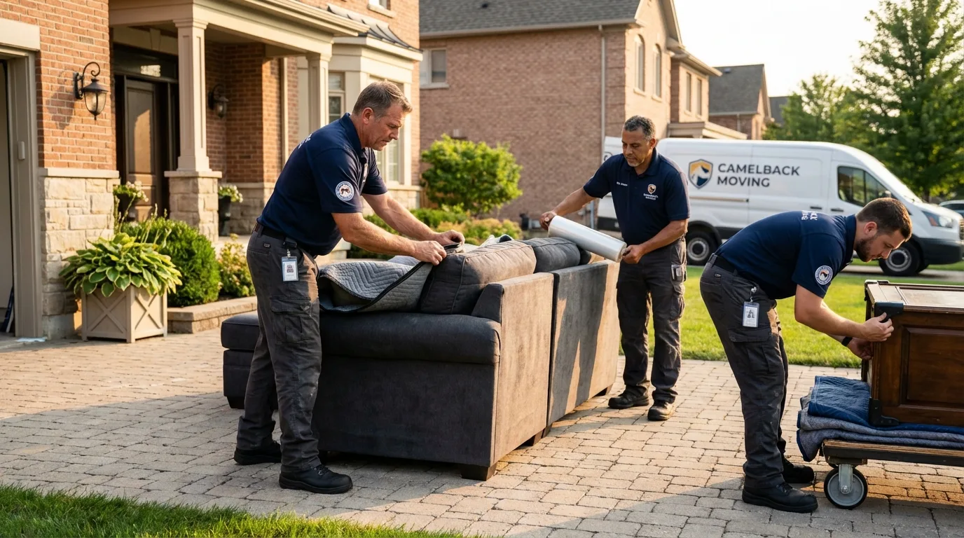 Large estate moving crew wrapping furniture in Hoxie, AR
